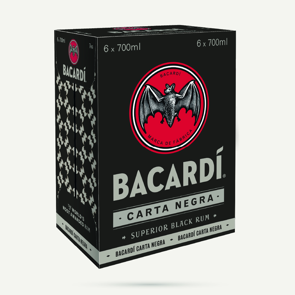 Bacardi Carta Negra Rum 40%  6x0,7 l 